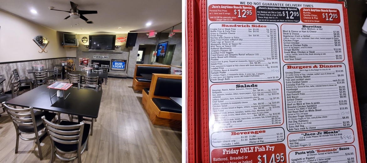 Jaco's Pizzeria Menu