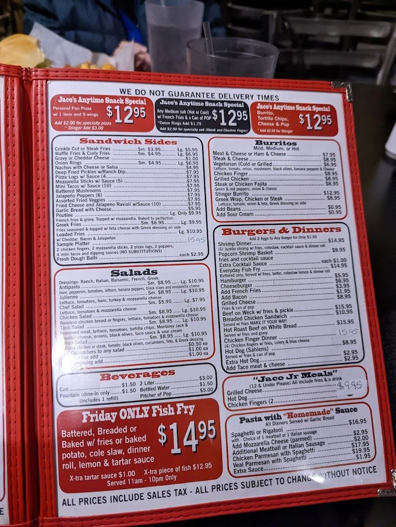 Jaco's Pizzeria Menu image 1